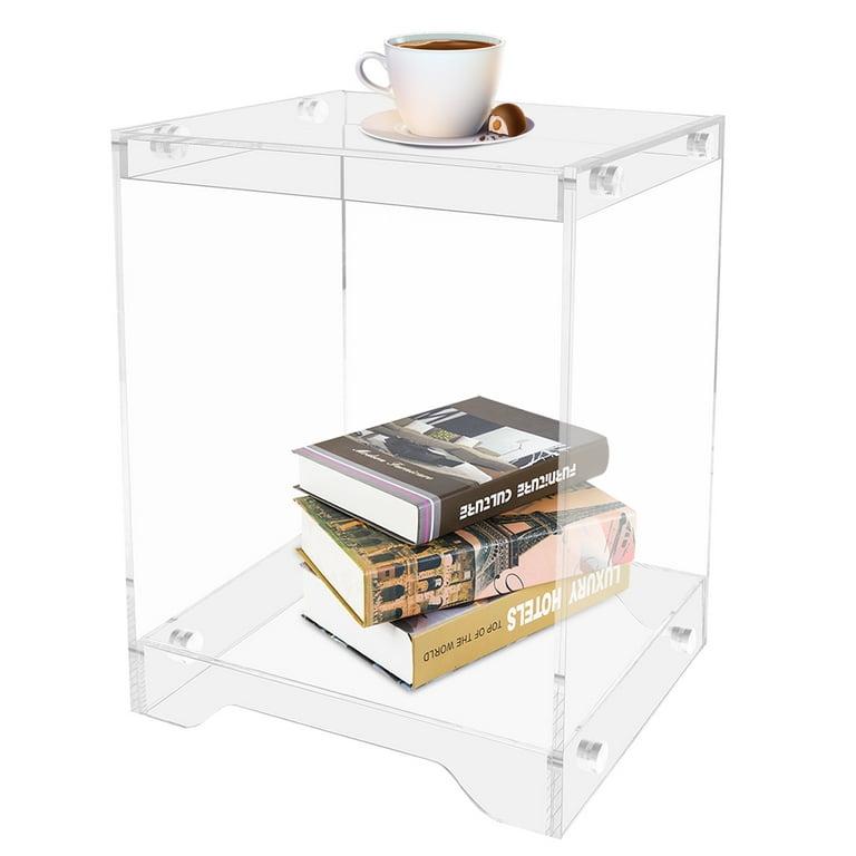 WUZSTAR Acrylic Bedside Nightstand Modern 2 Tire Clear End Table Home Decor Display Stand 20 inch High