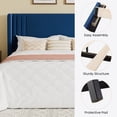 thumbnail image 5 of SHA CERLIN Full Size Velvet Upholstered Platform Bed Frame with Vertical Channel Tufted Wingback Headboard, Wooden Slats Support, Easy Assembly, Under Bed Storage, No Box Spring Required, Blue, 5 of 9