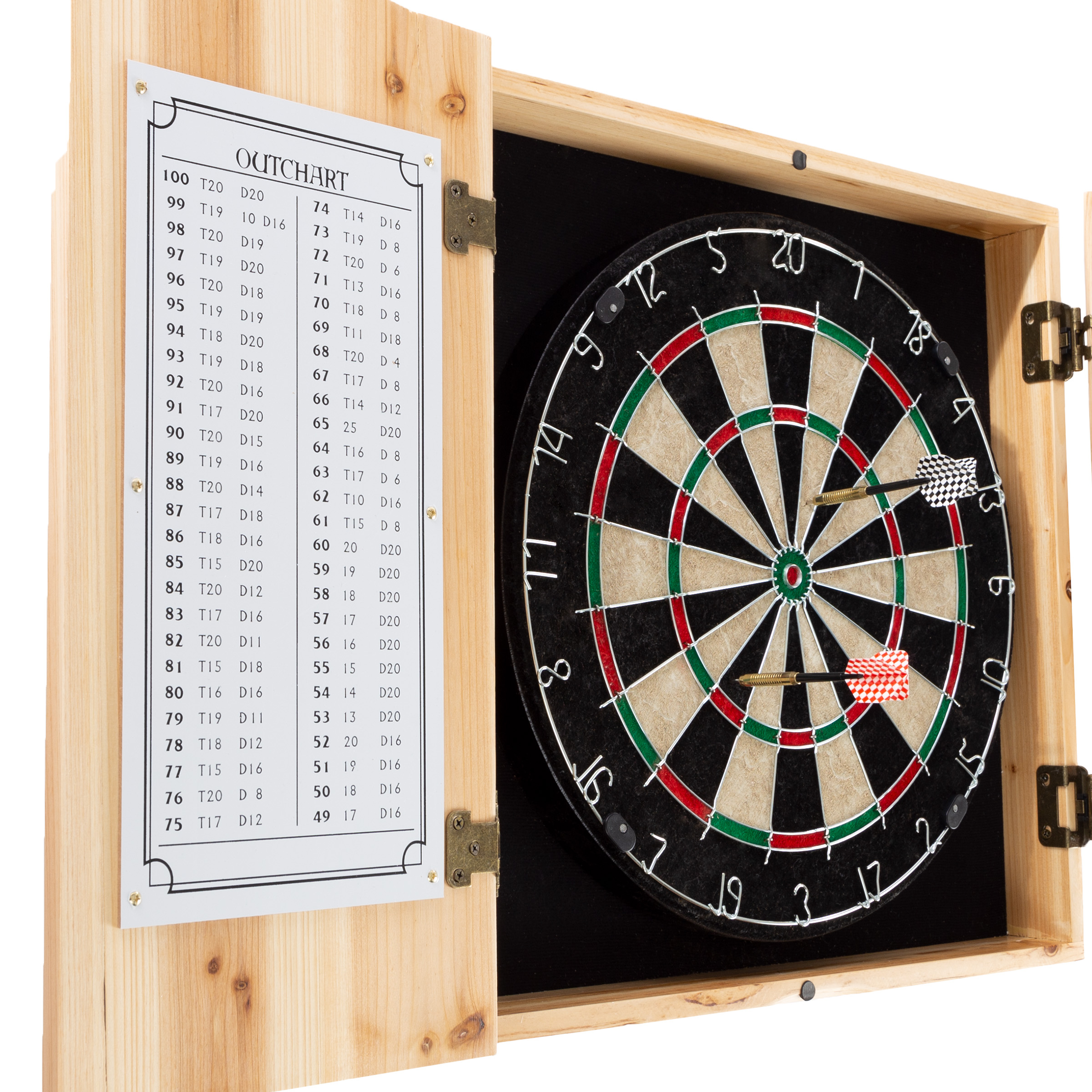 United States Army Symbol Dart Board Cabinet Set with 6 Steel Tip Darts