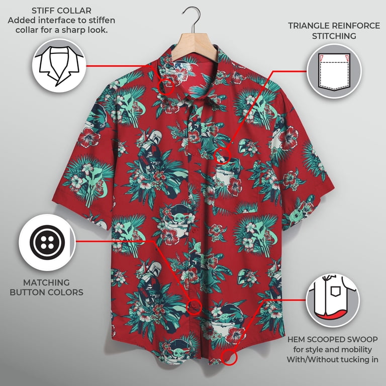 Star Wars Men's Mandalorian Grogu and Din Djarin Hawaiian Shirt