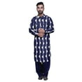 thumbnail image 1 of Atasi Printed Pathani Kurta With Salwar For Men Indian Summer Ethnic Set, 1 of 5