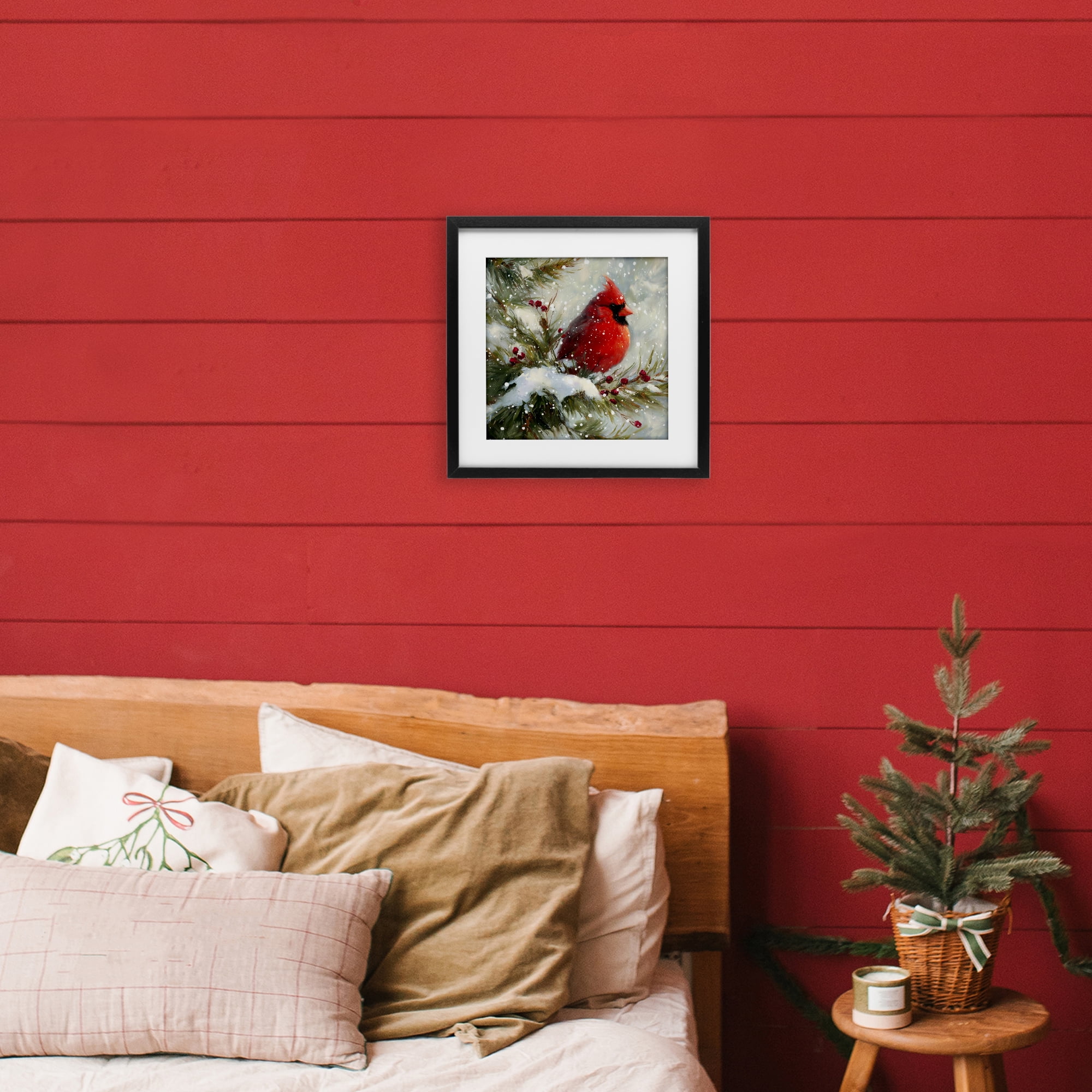 Stupell Industries Winter's Red Jewel Black Framed Print Under Glass, design by Tina LeCour