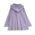 thumbnail image 3 of Lenpel Women's Fuzzy Fleece Hoodies Long Sleeve Drawstring High Low Oversized Pullover Pajama Tops Plush Warm Tunic Sweatshirts(Purple,X-Large), 3 of 4