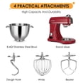 thumbnail image 6 of ZACME 8.4QT Commercial Stand Mixer 800W, 11 Speed, Metal Food Mixers Kitchen Electric Stand Mixer with Stainless Steel 8L Bowl, Dough Hook, Whisk and Beater, Dark Red, 6 of 10