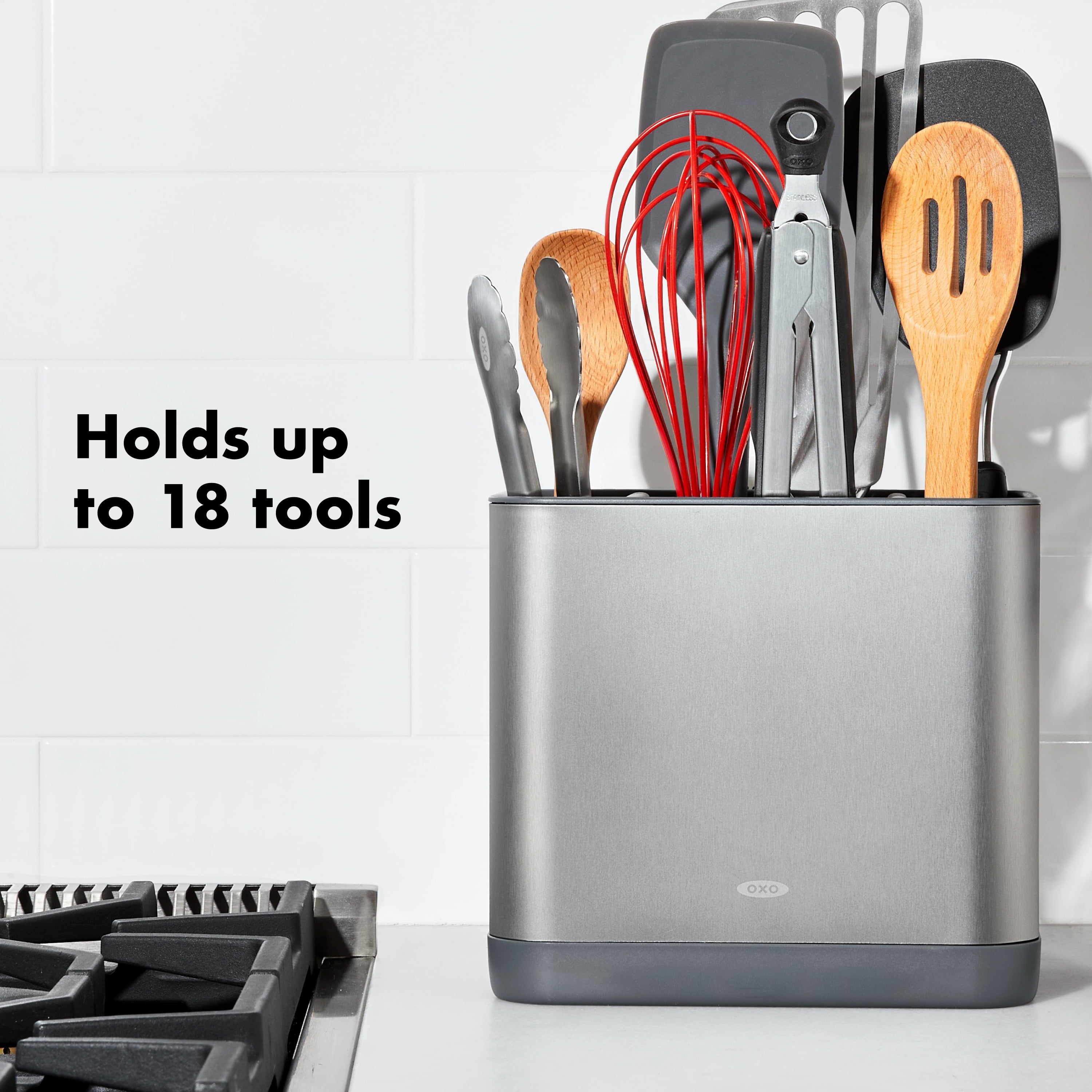 OXO Stainless Steel Large Adjustable Kitchen Utensil Holder