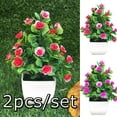 thumbnail image 1 of LINASHI 2pcs Artificial Rose Flowers Outdoor Plants for Hanging Planter Home Wedding Porch Window Decor, 1 of 3