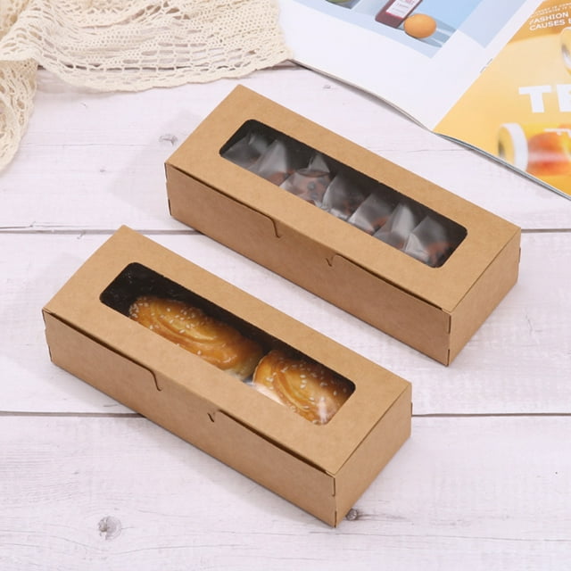 Rectangle Wedding Party Favor Gift Box Portable Storage Boxes Dust-proof Lid with Lid Cake Packaging Case Home Kitchen Bakery Brown