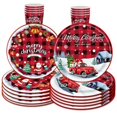 thumbnail image 4 of Juego de vajilla desechable para fiesta temática de Feliz Navidad, platos de papel, servilletas, vasos, mantel, decoración navideña para el hogar, Año Nuevo, 2023, 4 of 4