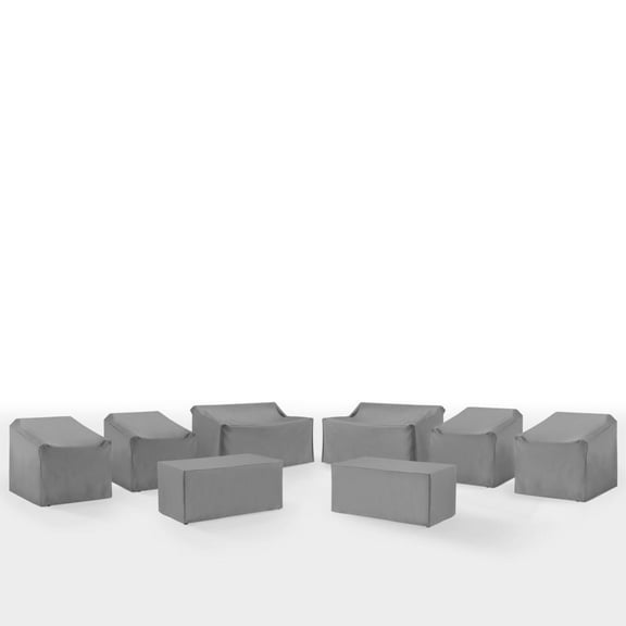 Crosley Furniture Covers 8-Piece Traditional Vinyl Sofa Cover Set in Gray