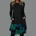thumbnail image 2 of Vestido de pachwork estampado suelto con cuello redondo de manga larga informal para mujer a la moda Pompotops  hdfakjf1416, 2 of 5