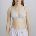 thumbnail image 2 of Bra Bralette For Women Teens Low Support Triangle V Neck Bra Front Button Slim Strap Training Bra Padded Wire, 2 of 9