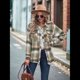 thumbnail image 4 of Camisas A Cuadros para Mujer, de Larga, con Botones, Estilo Babydoll, Peplum, Blusas Informales Extragrandes con Bolsillos Verde L, 4 of 7
