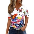 thumbnail image 2 of Xdegoge 4Th of July Patriotic T Shirts for Women USA American Flag Short Sleeve V Neck Stars and Stripes Casual Fit Floral Rose Graphic Summer Tops, 2 of 7