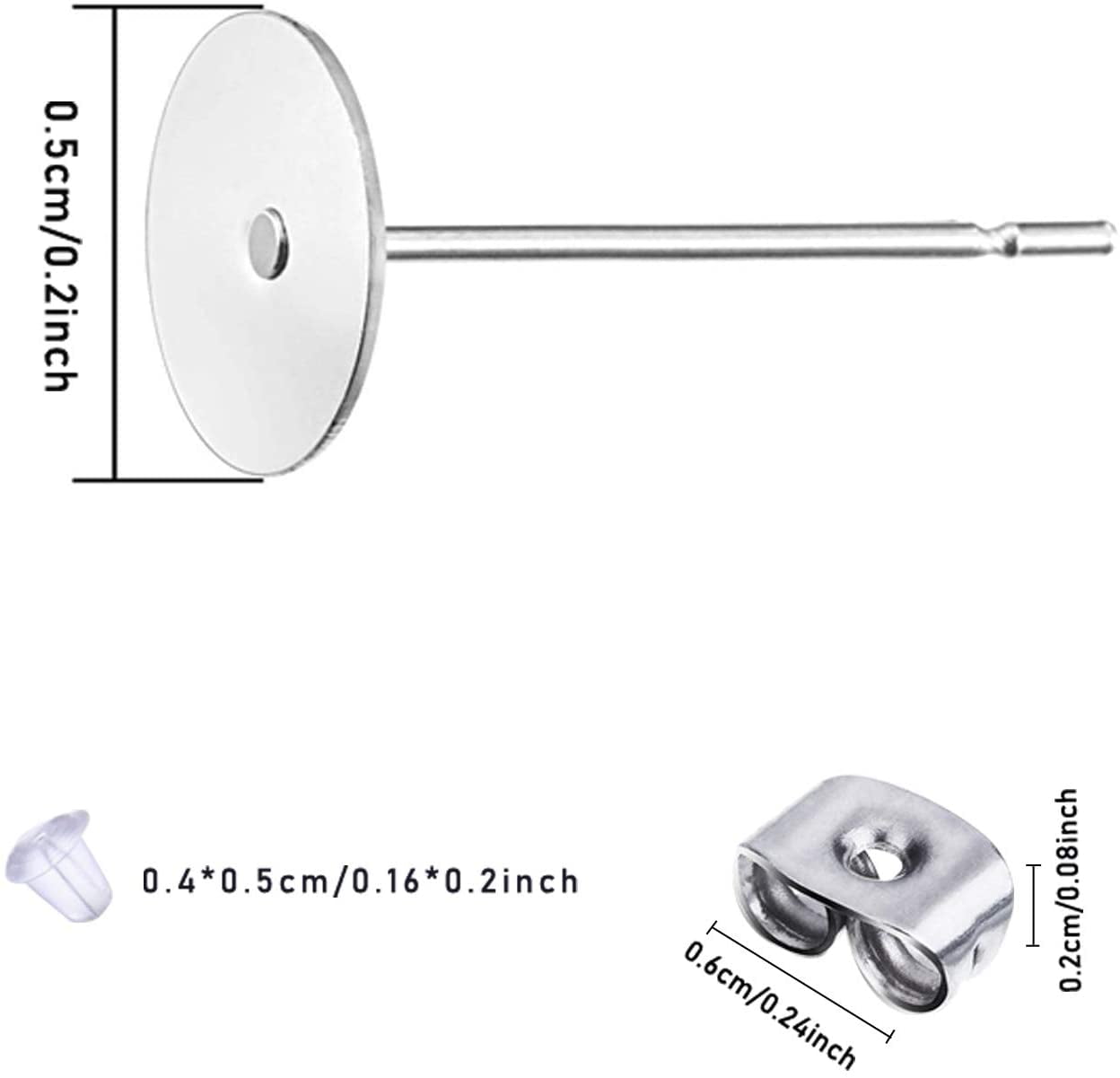 Earring Posts Stainless Steel Hypoallergenic, 420Pcs 4mm/6mm Steel