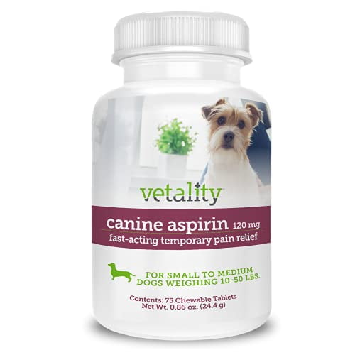 Vetality Canine Aspirin for Dogs Fast Pain Relief Small to Medium Dogs Liver Flavor 75