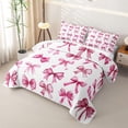 thumbnail image 3 of Erosebridal Lovely Coquette Bow-Tie Kids Twin Quilt Set,Cute Pink Bowknot Print Twin Coverlet Set For Girls,2 Pieces, 3 of 7