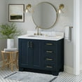thumbnail image 2 of Ariel Taylor 42 In. Left Offset Oval Sink Bathroom Vanity With Carrara White Quartz Countertop 1.5 Edge In Midnight Blue, 2 of 11