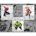 thumbnail image 3 of Superhero Wall Decor Unframed Set of 6 Prints, 8x10 Inch, Spiderman Hulk Captain America Thor Iron man Black Panther Avengers Superheroes Room Decor for Boys Posters with Vintage Comic Background, 3 of 4