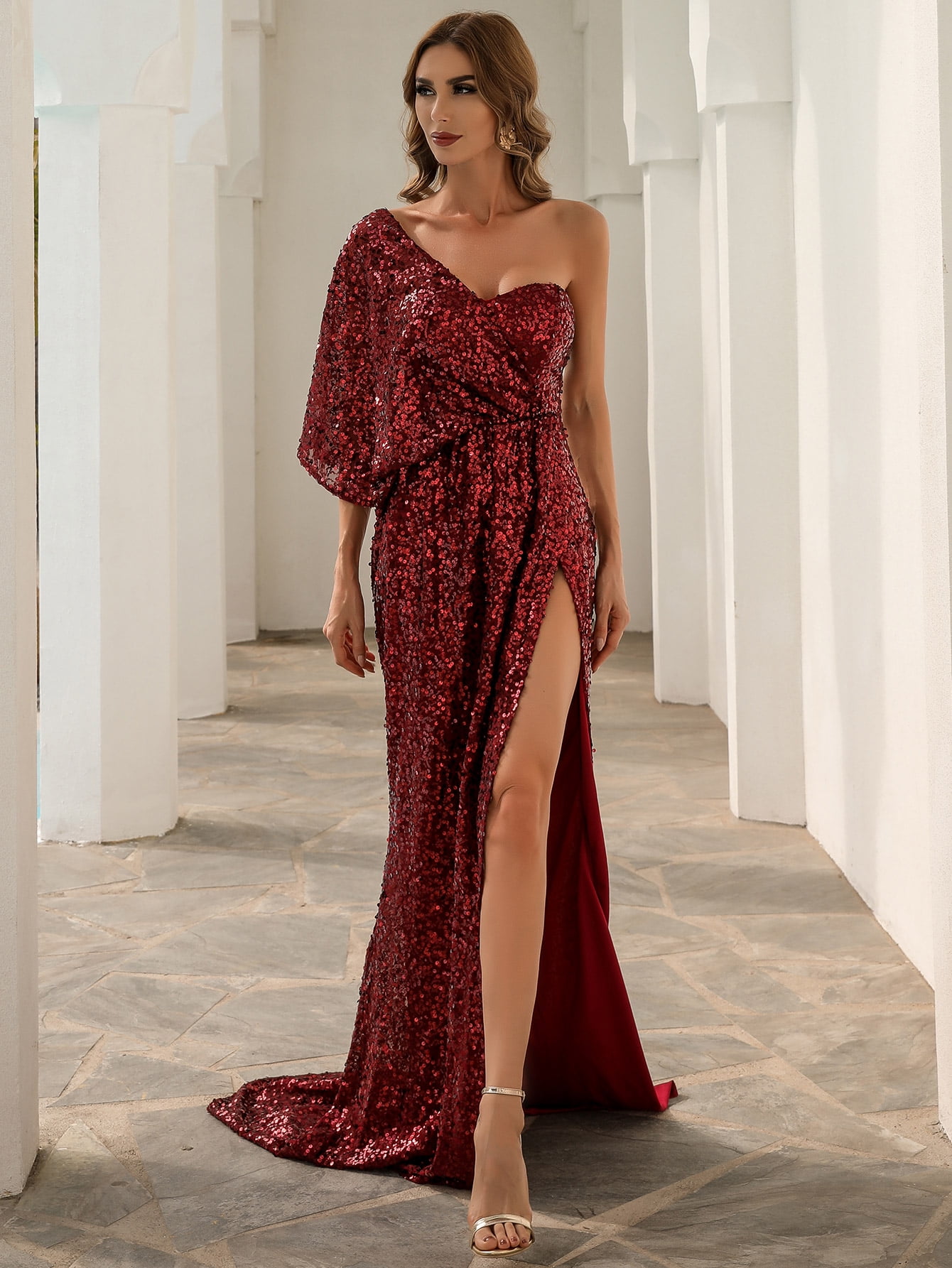 Missord Women One Shoulder Wrap Hem 