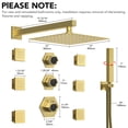 thumbnail image 4 of EVERSTEIN Thermostatic 12 inch Shower Head System Wall Mount Rain CUPC Shower Faucet Set with Valve 6 pcs Side Body Jets High Pressure 2 Functions Handheld Spray Brushed Gold, 4 of 11