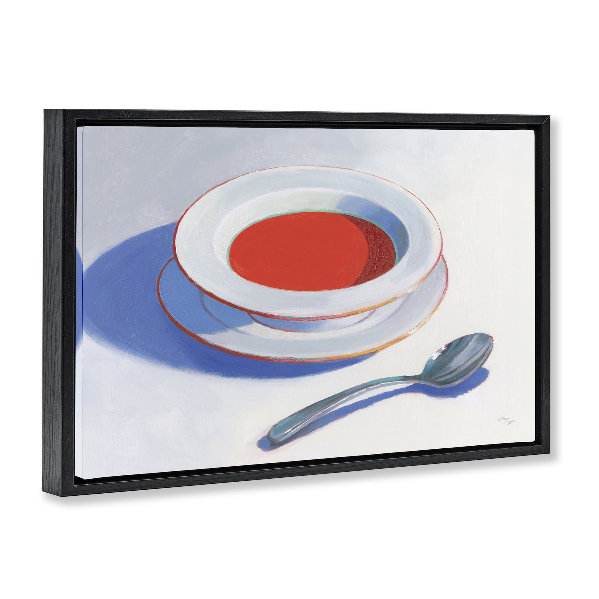 Stupell Industries Soup Du Jour Meal Food & Beverage Painting Black Floater Framed Canvas Art Print Wall Art, 25 x 17