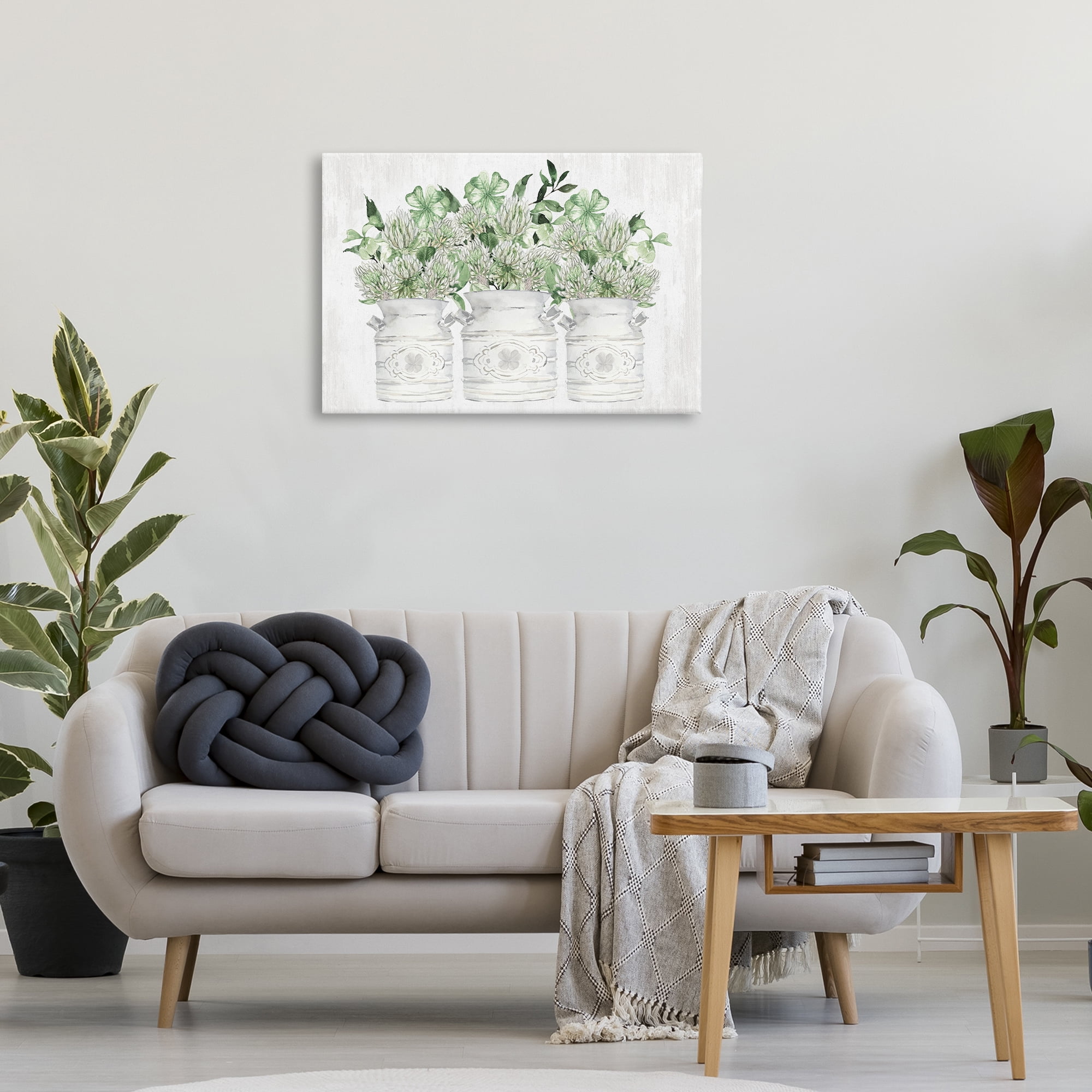 Stupell Industries Spring Potted Clovers Botanical & Floral Painting Gallery Wrapped Canvas Art Print Wall Art, 30 x 20