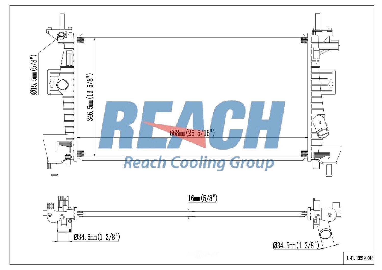 Reach Cooling 41-13219 Radiator