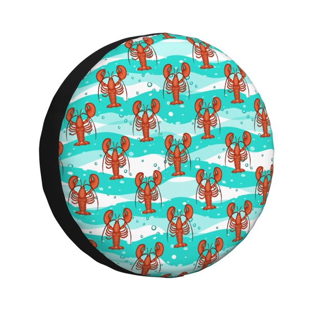 Fotbe Lobsters Of Turquoise Waves Funda de Llanta de Repuesto con Estampado, Engrosada, Ajuste Universal para Jeep, Remolque, RV, SUV, Camión-14 inch