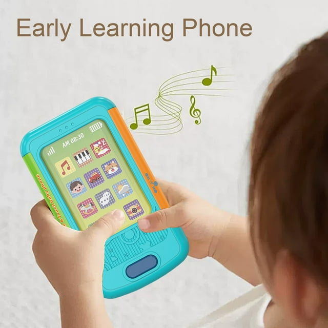Kids Simulated Phone Toy with Sliding Screen Light Music Number Dial Learning Early Educational Machine Mobile Phone Toy Toddlers Boys Girls Gift