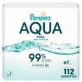 thumbnail image 2 of Pampers Aqua Pure Baby Wipes, 99% Water, Fragrance Free, 112 Baby Wipes Total (2X Flip-Top Packs), 2 of 23
