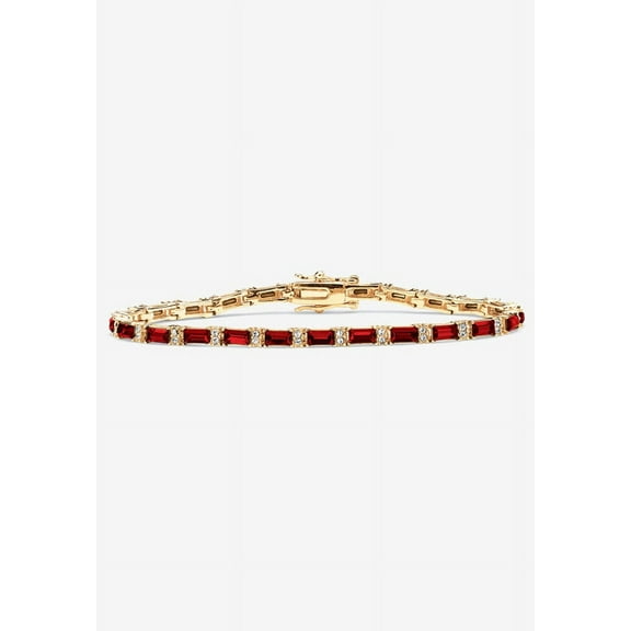 Baguette Ruby with diamond Tennis Bracelet/ 14K Gold plated Emerald Bracelet/ Genuine Emerald Bracelet, women gift for her