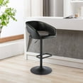 thumbnail image 3 of Modern Adjustable Bar Stools PU Leather Seat, 360° Swivel Open Mid Back & Armrest Bar Stool for Kitchen Dining Room Bar Cafe Counter Seating(Black, Black Base), 3 of 10