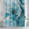 thumbnail image 3 of Abstract Marble Texture Shower Curtain for Bathroom Decor, Modern Blue Floral Waterproof Fabric Shower Curtain, 66"x72" Set with 12 Hooks, 3 of 9