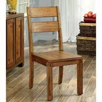 Furniture of America Montanez Farmhouse Ladder Back Dining Chairs- Set of 2, Dark Oak