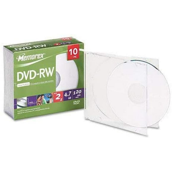 Memorex - 10-Pack 4x DVD-RW Disc Spindle
