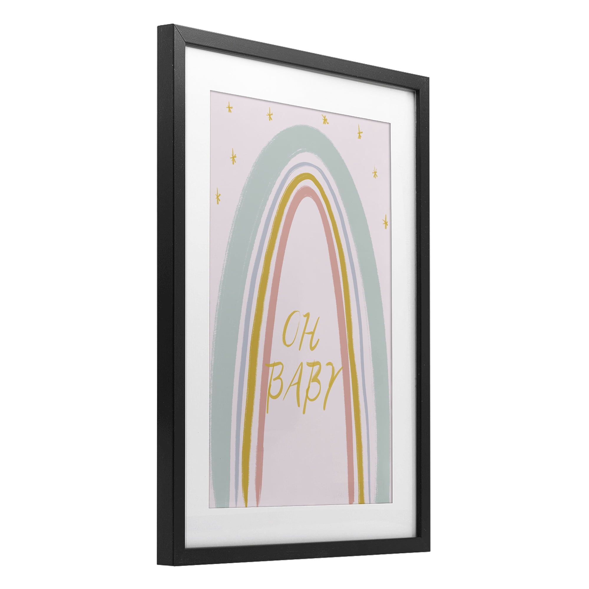 Stupell Industries Oh Baby Rainbow Black Framed Print Under Glass, design by Lucille Price