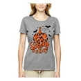 thumbnail image 2 of Wild Bobby Spooky Vibes Pumpkin Skulls Bats Stars with Orange and Black Halloween Women Graphic Tee, Heather Grey, X-Large, 2 of 6