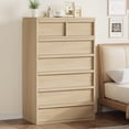 thumbnail image 4 of 7 Drawer Dresser for Bedroom, Modern Tall Chest of Drawers with Large Storage, Wooden Dresser Organizer for Living Room, Nursery, Entryway, Natural, 4 of 7