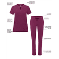 thumbnail image 3 of Adar Addition Go-Higher Scrub Set For Women - Notched V-Neck Scrub Top & Skinny Cargo Scrub Pants, 3 of 7