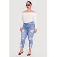 thumbnail image 2 of Women's Plus Size WAX Rolled Cuff Distressed Jeans, 2 of 4