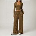 thumbnail image 2 of choiix Womens 3 Piece Athleisure Set with V Neck Wrap Top and Wide Leg Pants Versatile Lounge Tracksuit Matching Sweat Suit M, 2 of 4