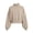 Khaki, variant on Women's Fall Winter Turtleneck Long Sleeve Loose Fit Cropped Crop Top Sweatshirt for Dailywear