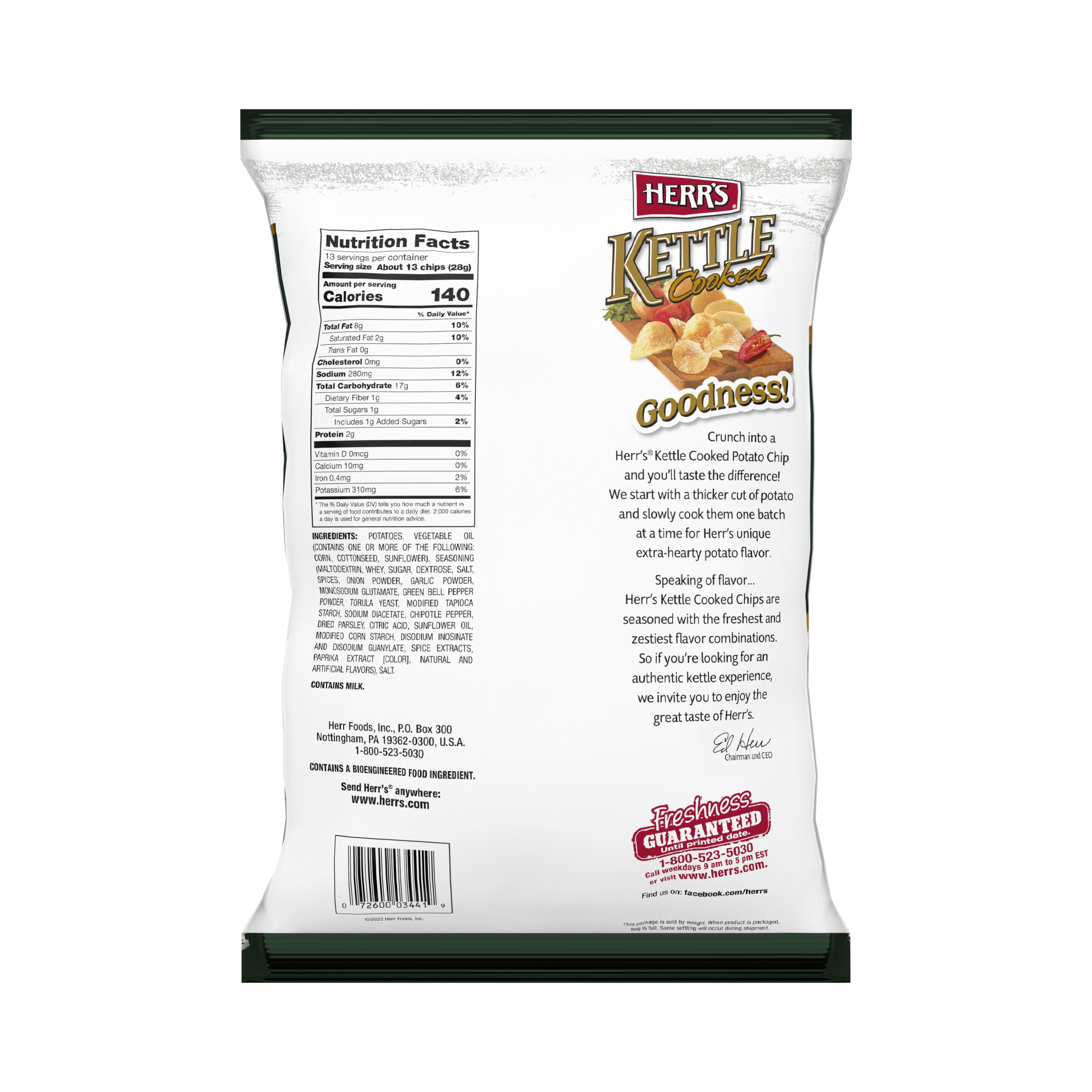 (3 pack) Herr's Jalapeno Kettle Chip 13oz