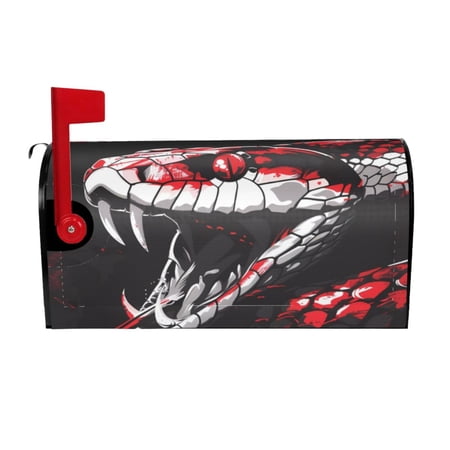 Salouo Fierce Red Viper Graphic Art for Magnetic Mailbox Covers Waterproof Post Box Cover Post Letter Box Cover Post Box Cover Home Decor for Garden/Yard /Farmhouse-21x18 in