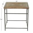 thumbnail image 3 of DecMode 24" x 24" Black Metal Accent Table with Brown Wood Top, 1-Piece, 3 of 8
