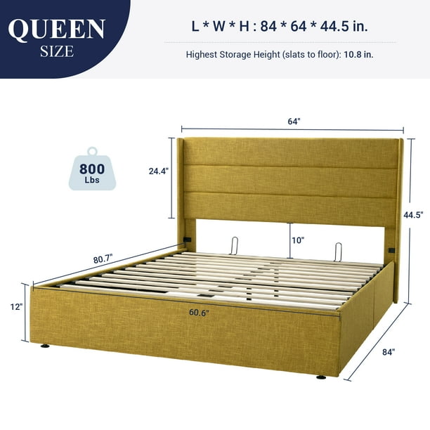 Allewie Queen Size Upholstered Wooden Platform Bed Frame