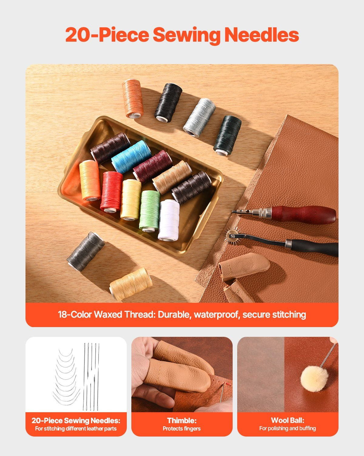 92 PCS Leather Working Tools Kit for Engraving, Punching, Stamping & Sewing – Complete DIY Leather Craft Set