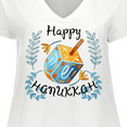 thumbnail image 4 of Inktastic Happy Hanukkah Dreidel and Laurels Women's Plus Size V-Neck T-Shirt, 4 of 5