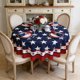 thumbnail image 5 of Mantel redondo para mesa de comedor | Diseño con estampado de estrellas patrióticas | Tejido de poliéster resistente a manchas y arrugas, 5 of 6