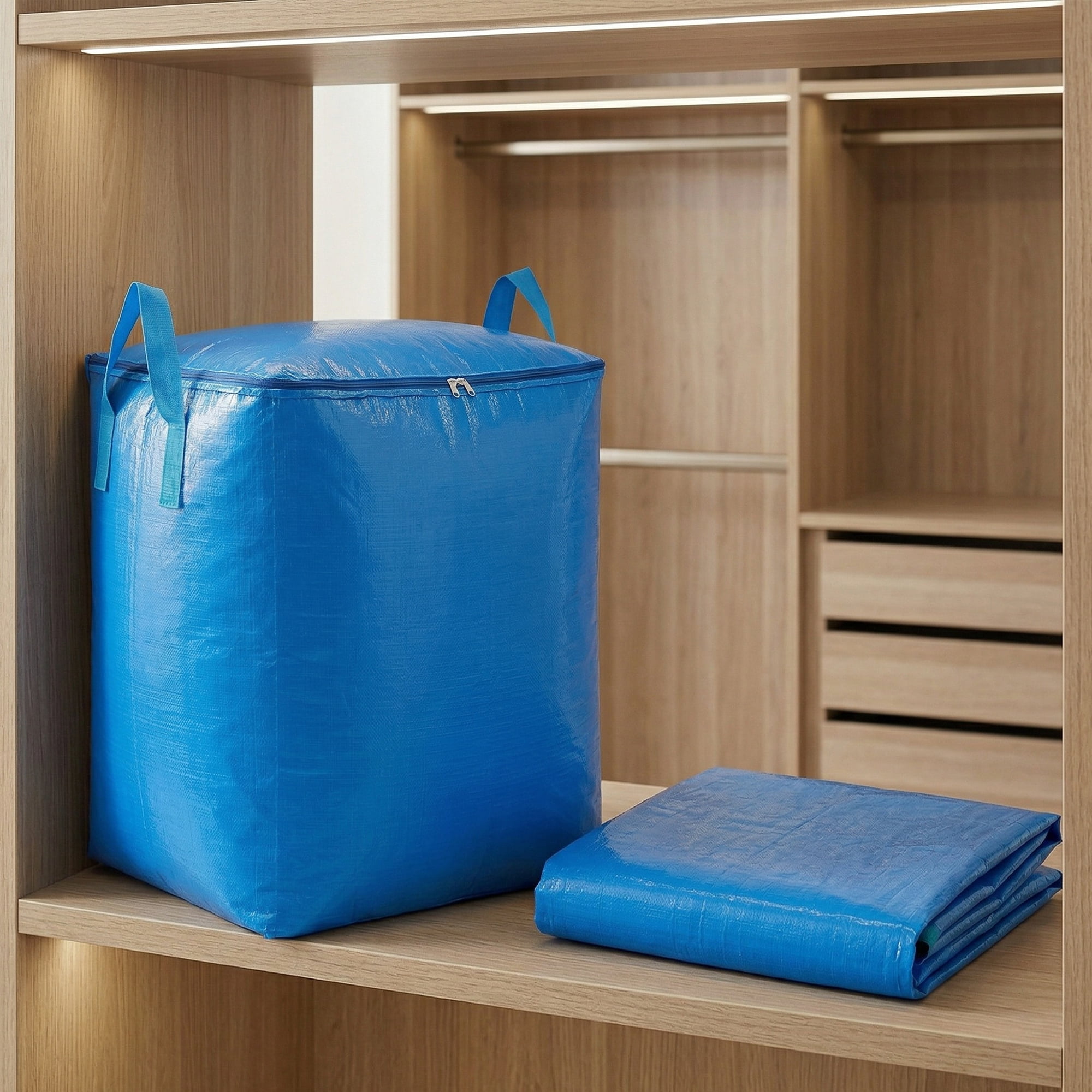 Unique Bargains Clothes Storage Bag with Handles Blue 23.6"x19.7"x31.5"
